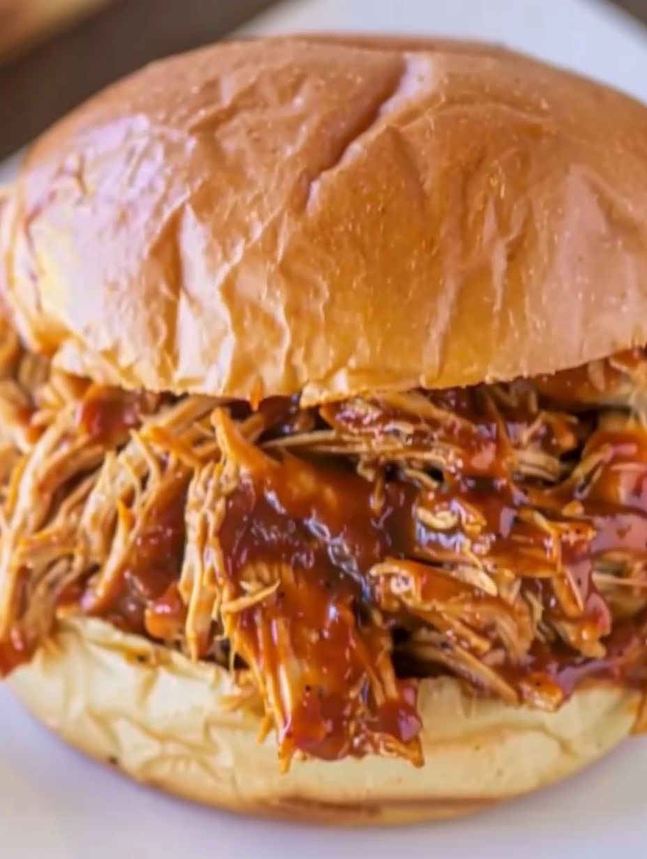 A sandwich with barbecue sauce on it.