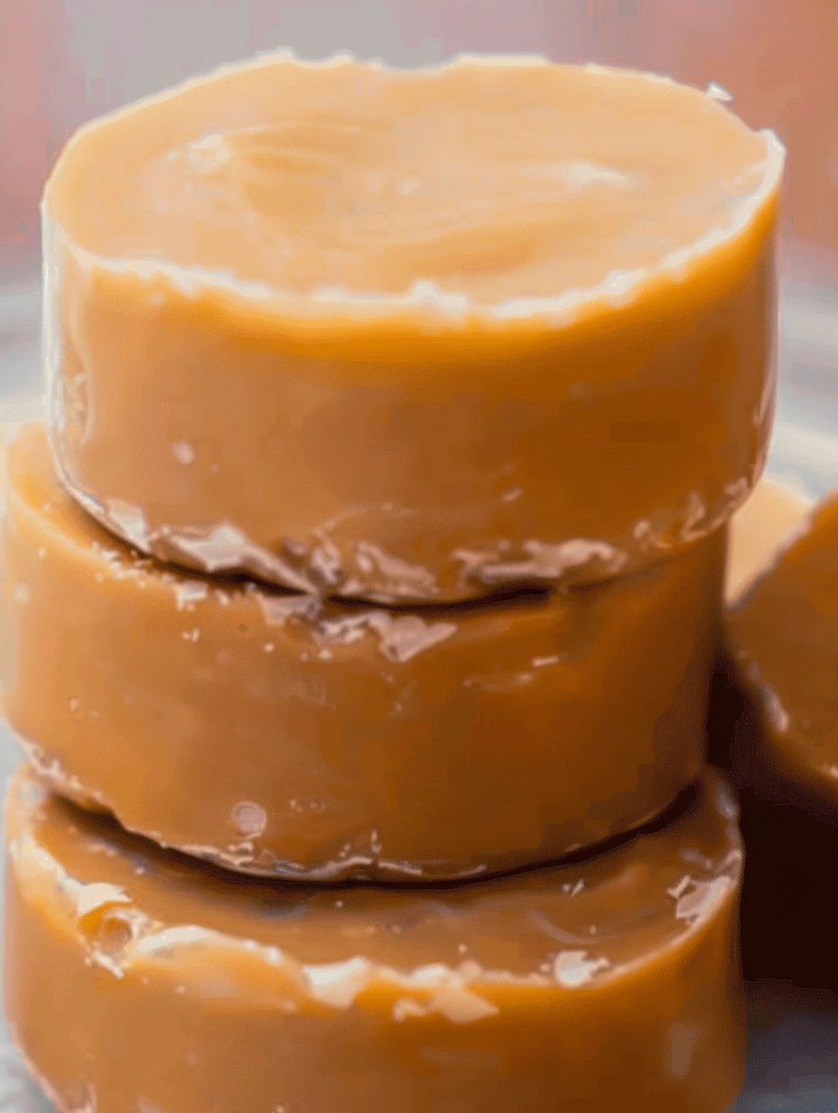 Almond butter fat bombs stacked on top of each other.