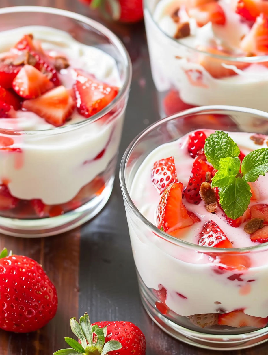 A glass of strawberry cream.