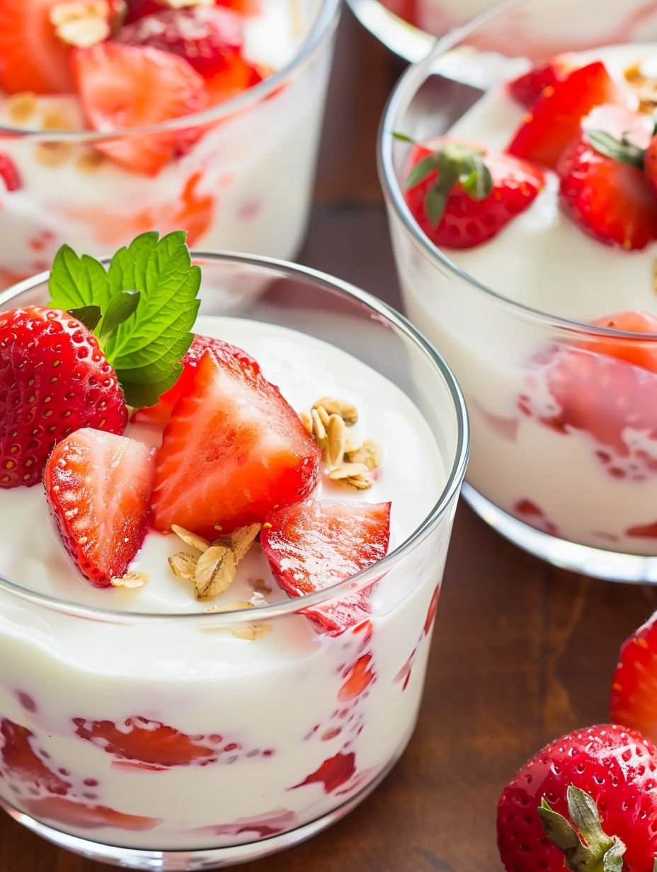 A bowl of strawberry yogurt with nuts on top.