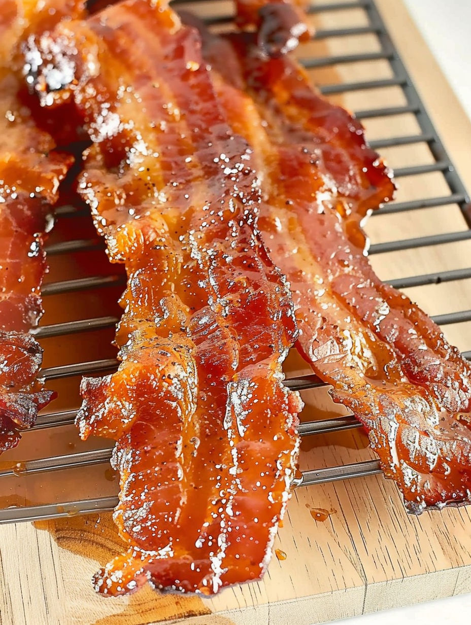 Bacon on a wire rack.