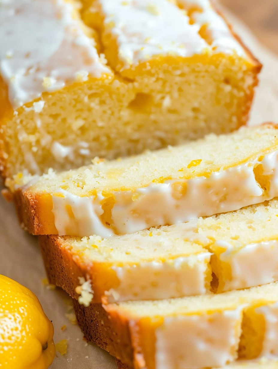 A slice of lemon bread.