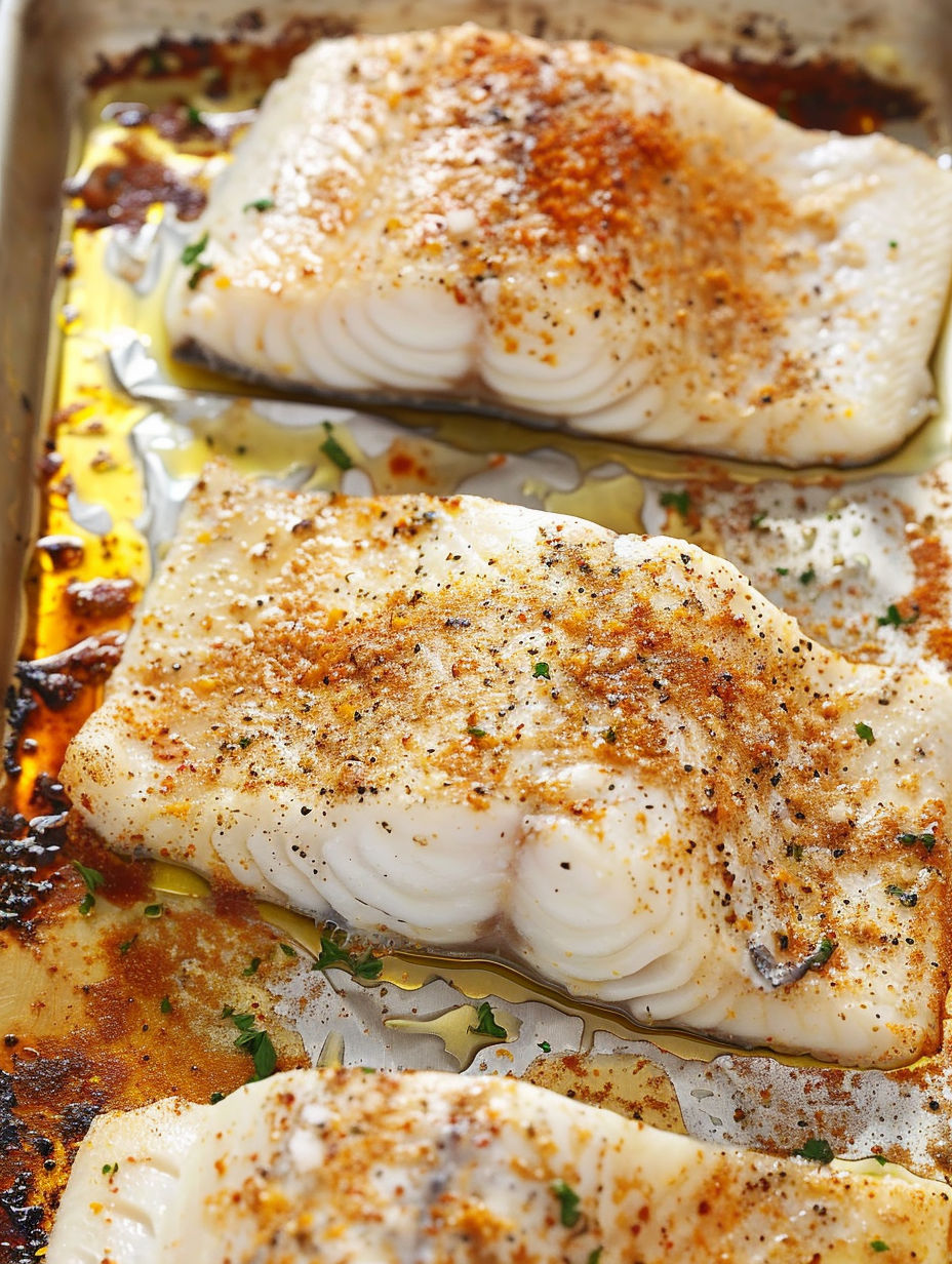 Fish on a baking sheet with spices.