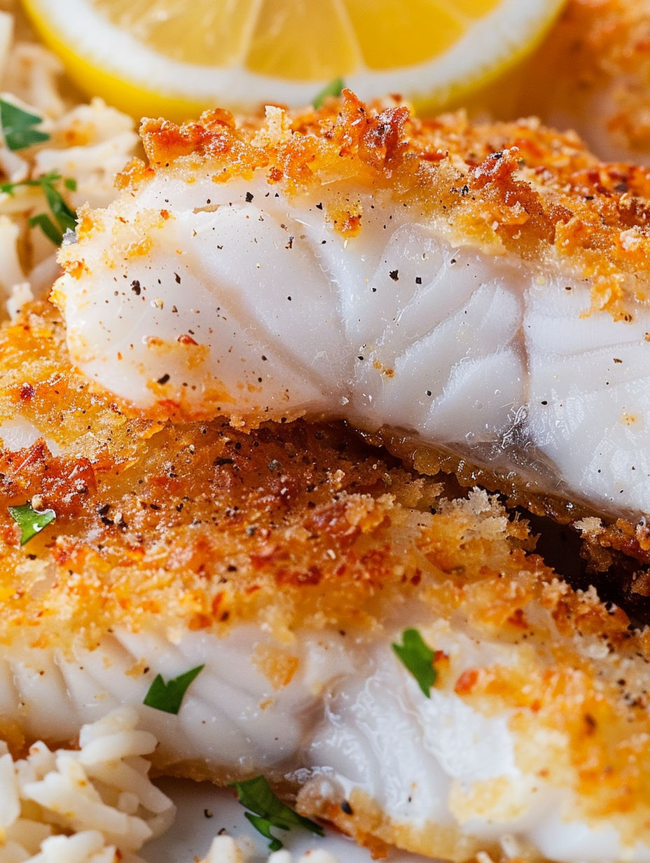 A piece of fish is fried in a pan.