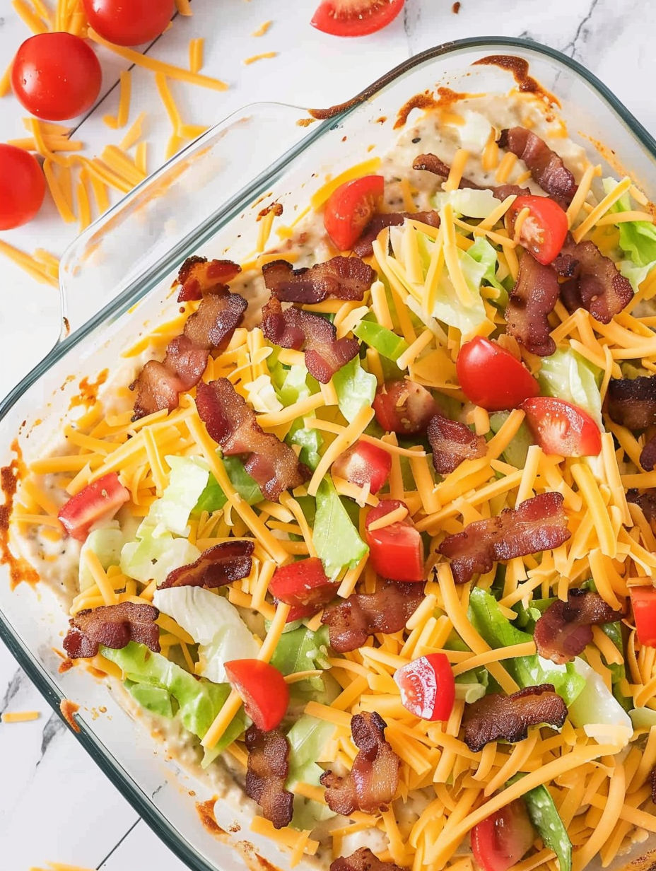 A dish of bacon, lettuce, and tomato.