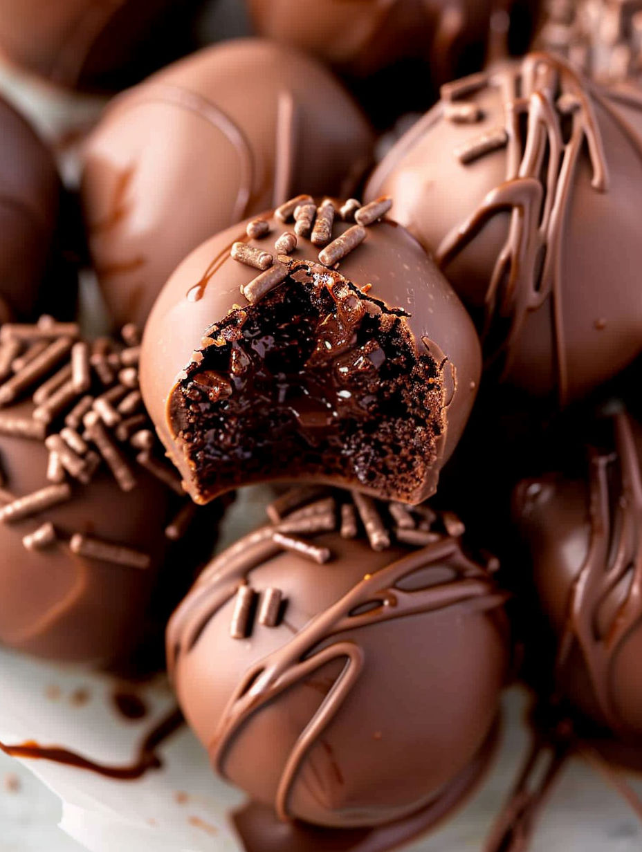 A chocolate dessert with a bite taken out of it.