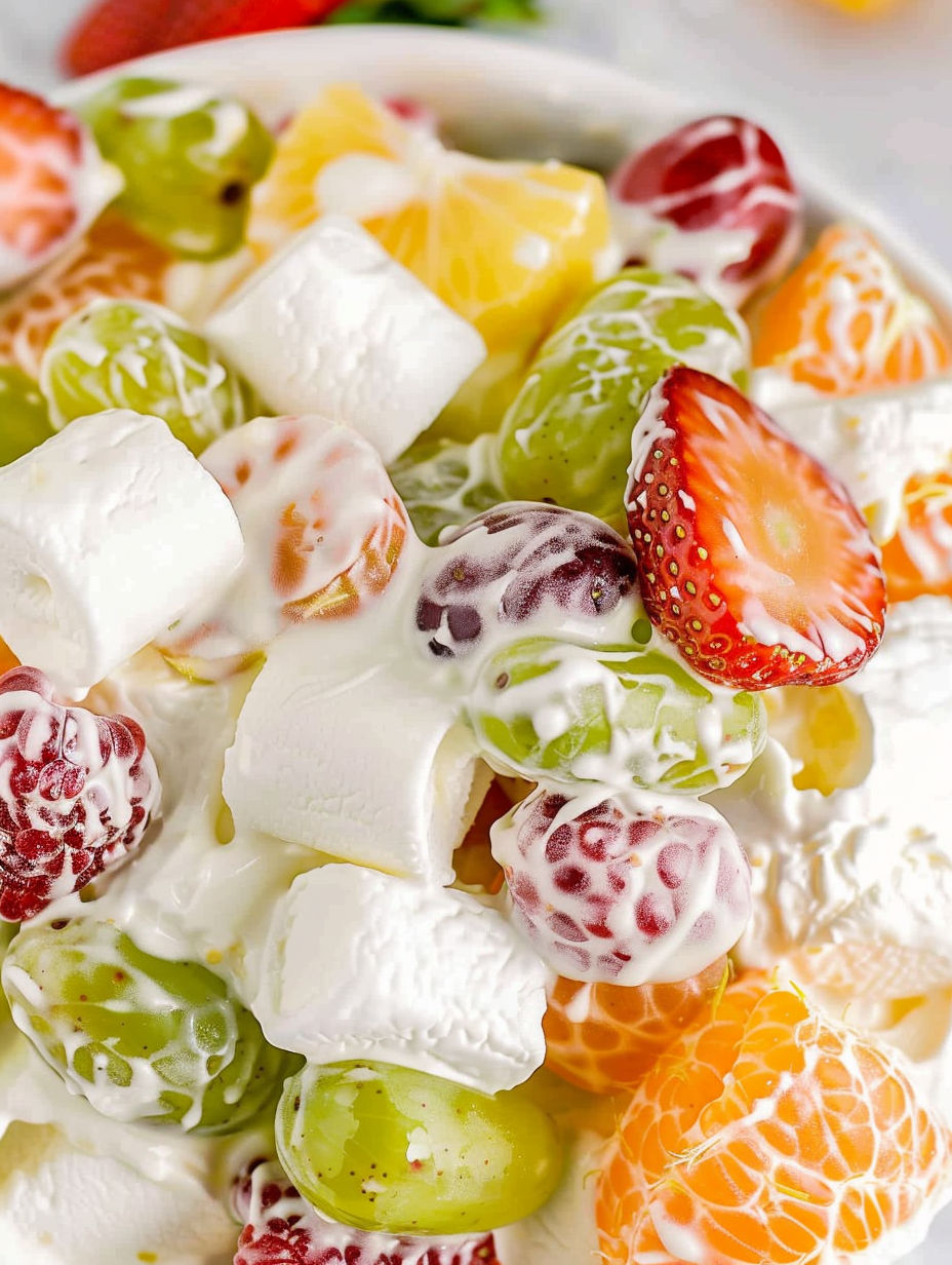 A bowl of fruit with strawberries, oranges, and other fruits.