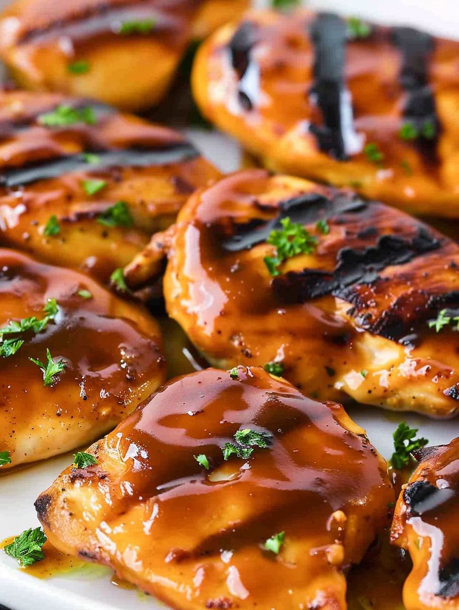 Grilled chicken with honey barbecue sauce.