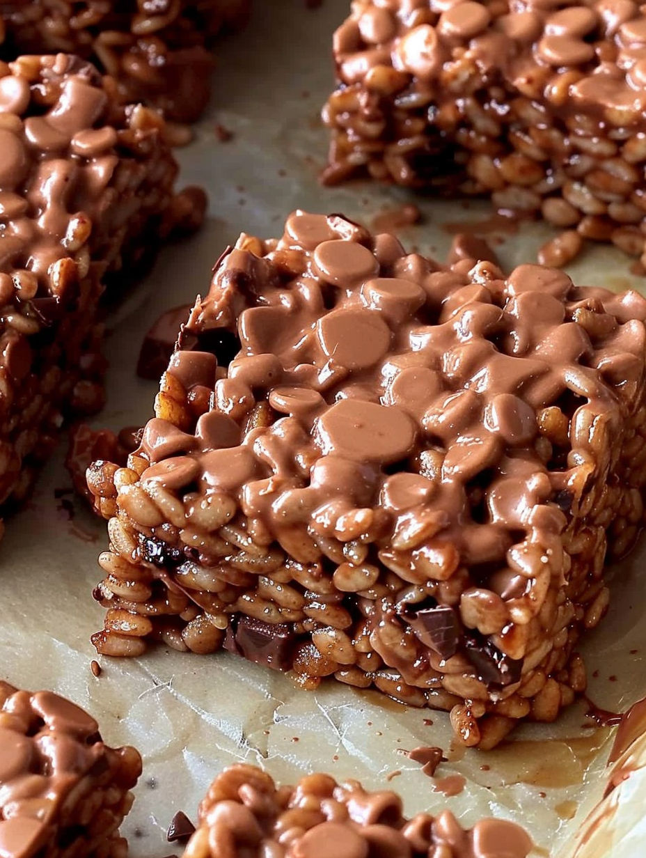 A close up of a chocolate covered cereal bar.