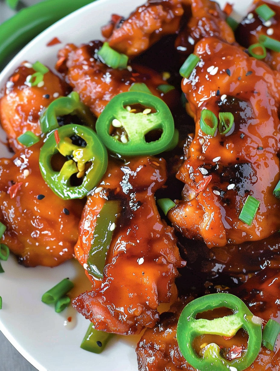 A plate of spicy jalapeno chicken.