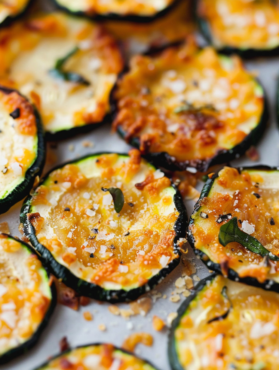 Baked zucchini chips on a white plate.