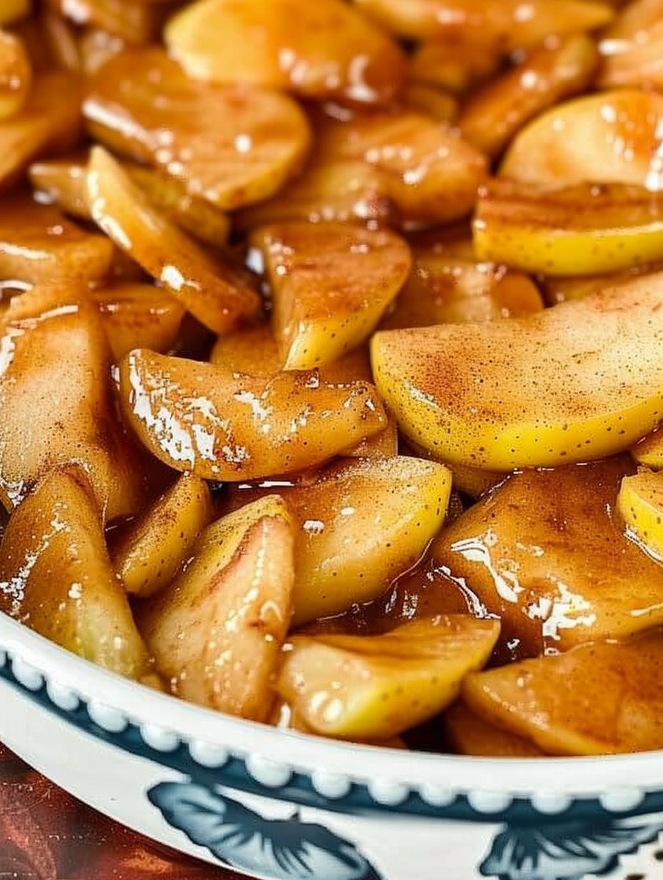 A plate of fried apples.