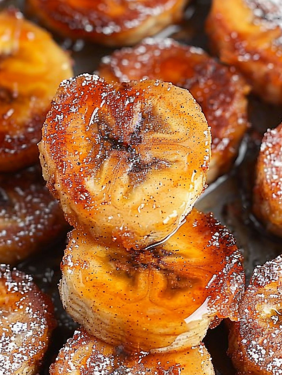 Pan fried bananas with cinnamon.