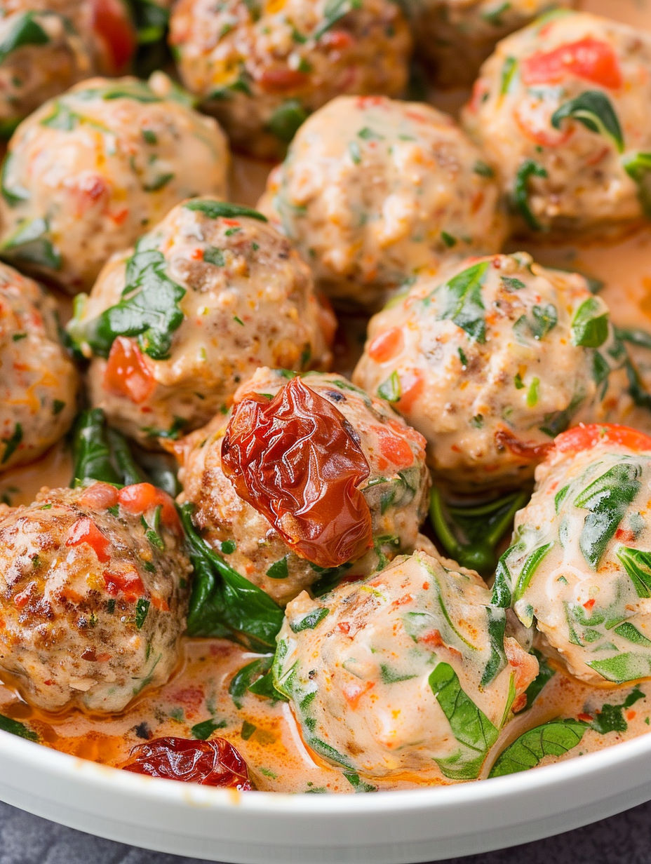 A plate of meatballs with sauce.