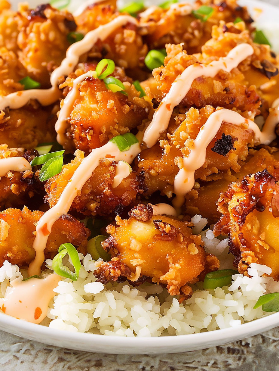A dish of bang bang chicken with rice.