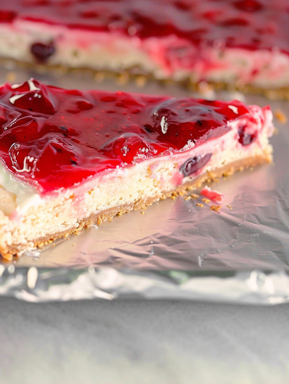 A slice of lemon raspberry fruit pizza.