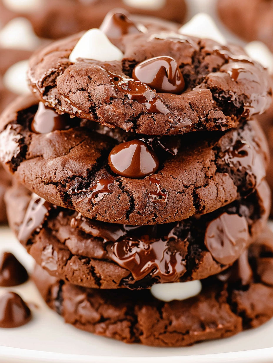 A stack of chocolate junior mint cookies.