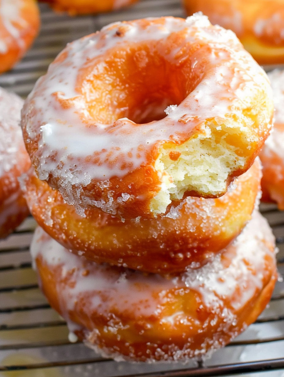A stack of sour cream cake donuts.