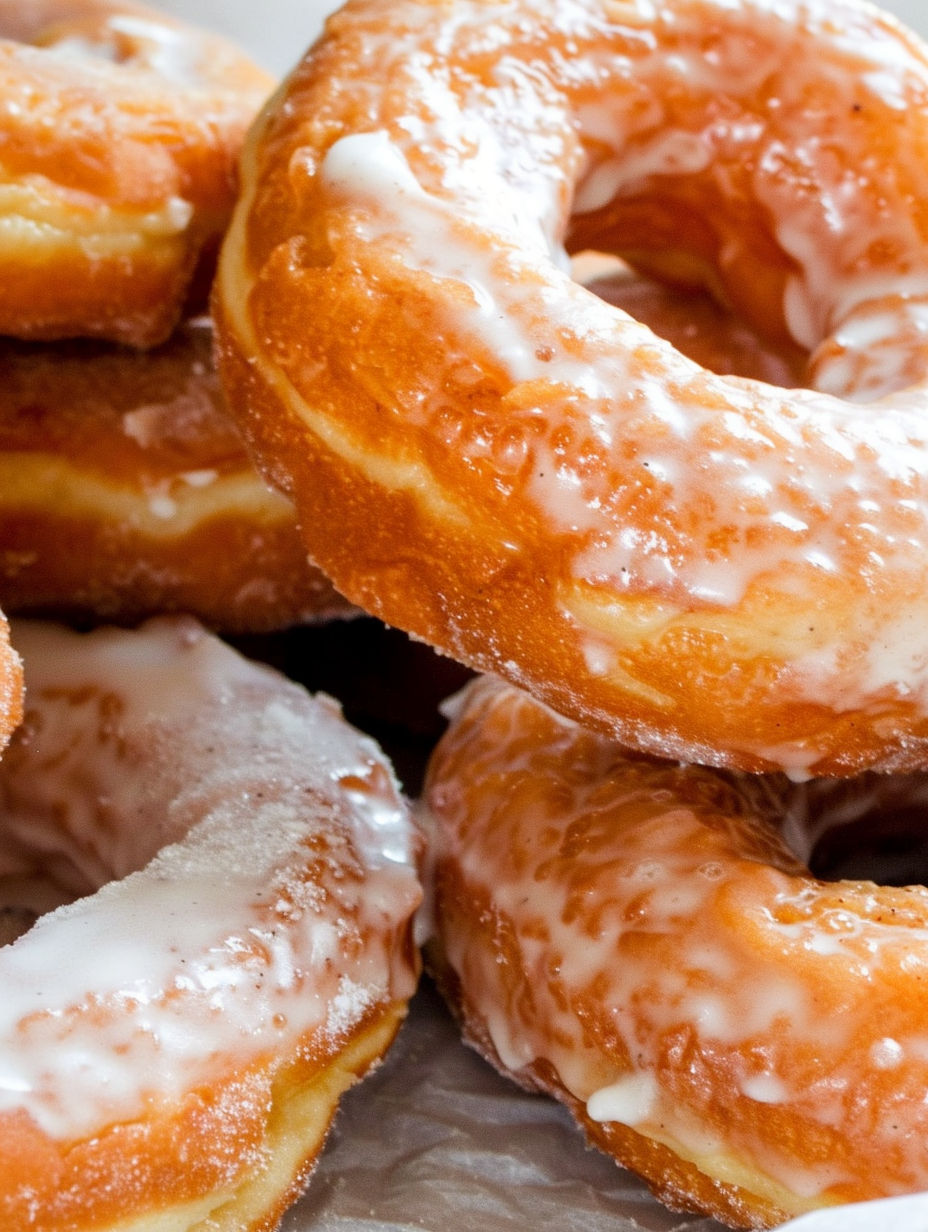 A stack of sour cream cake donuts.