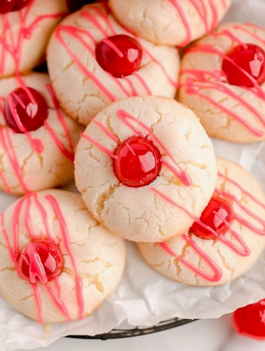 A cookie with a cherry on top.