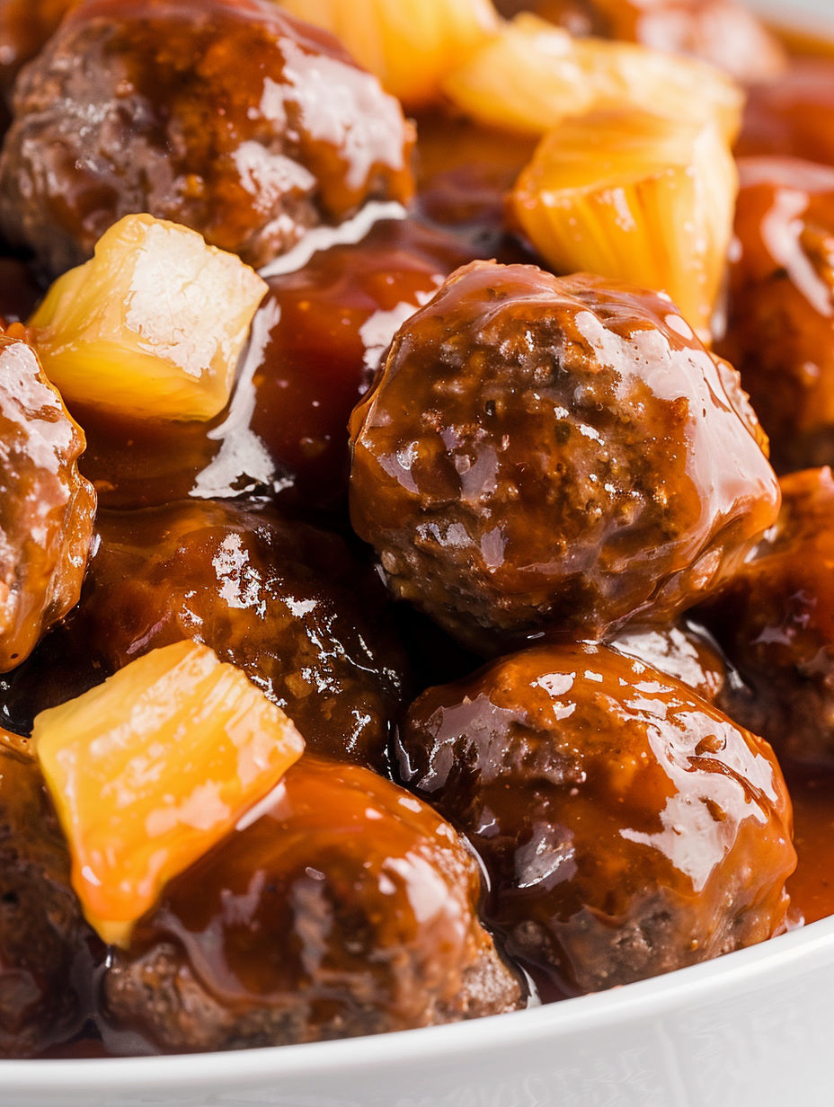 A plate of meatballs in a brown sauce.