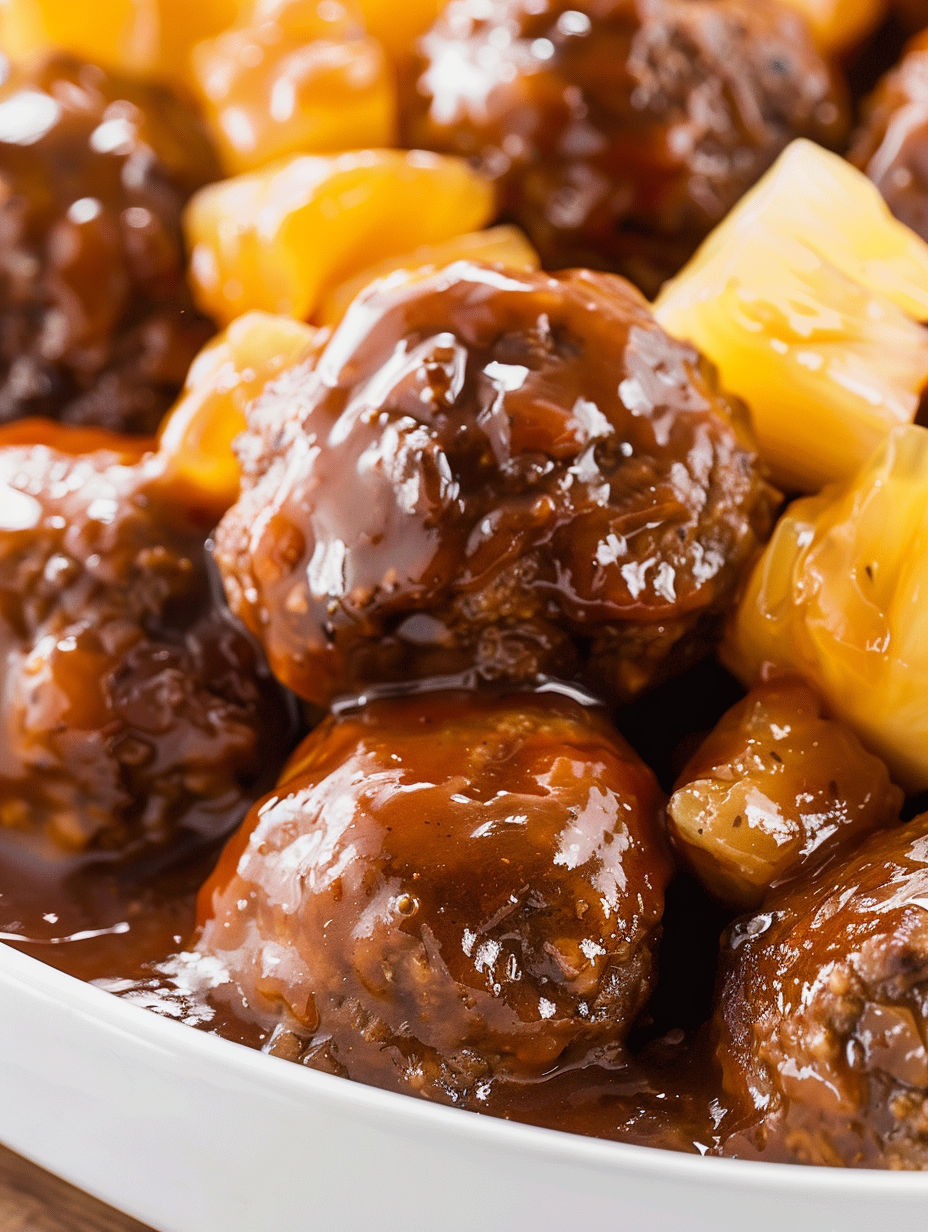 A bowl of meatballs with a brown sauce.