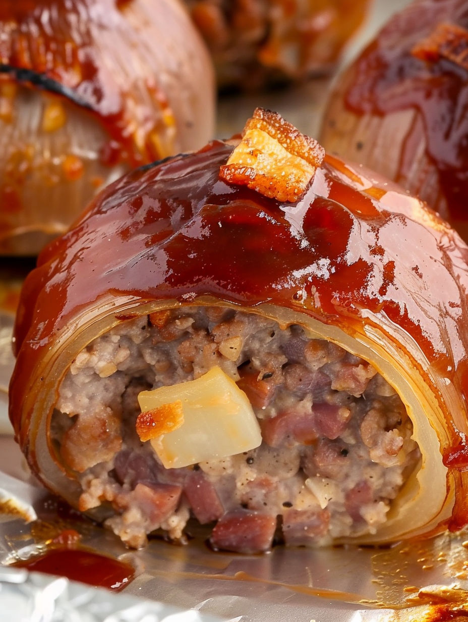 A close up of a delicious onion bomb.