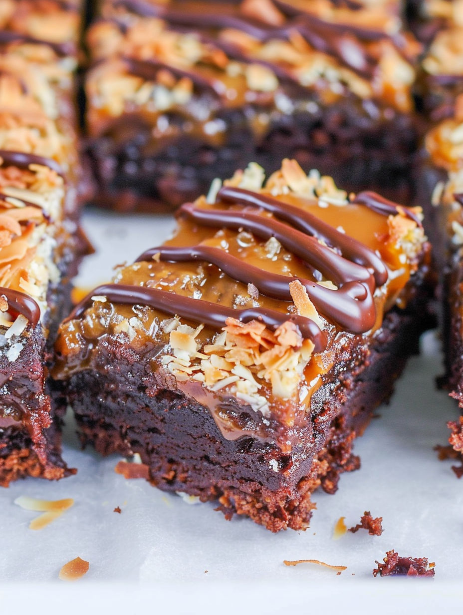 A piece of chocolate cake with chocolate drizzle.