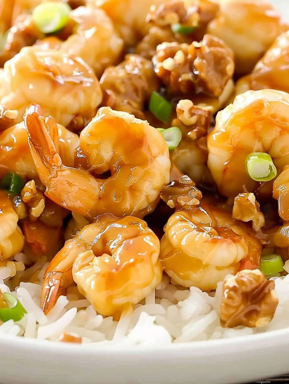 A plate of shrimp with a brown sauce.