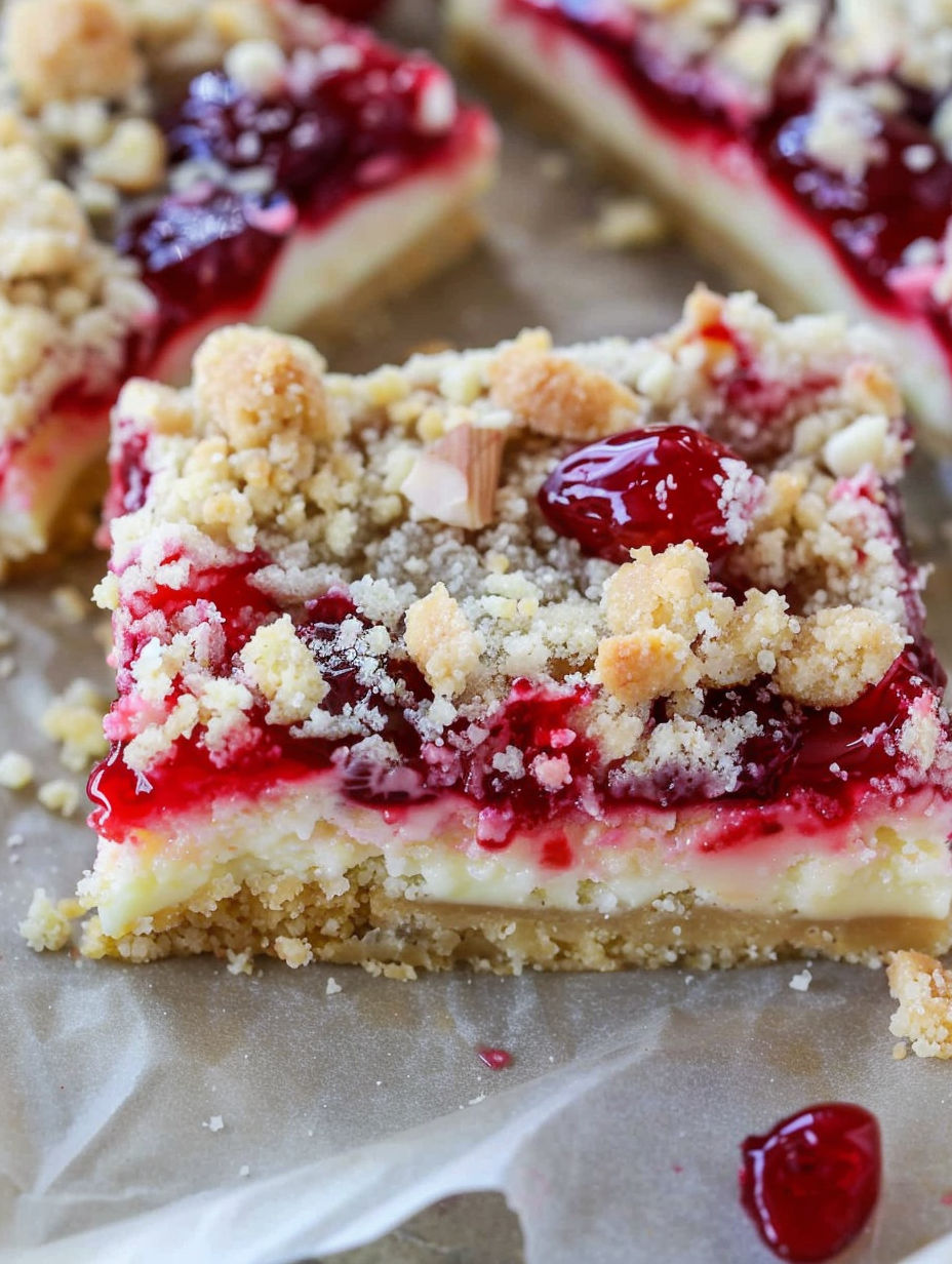 A slice of Christmas cheesecake bars.