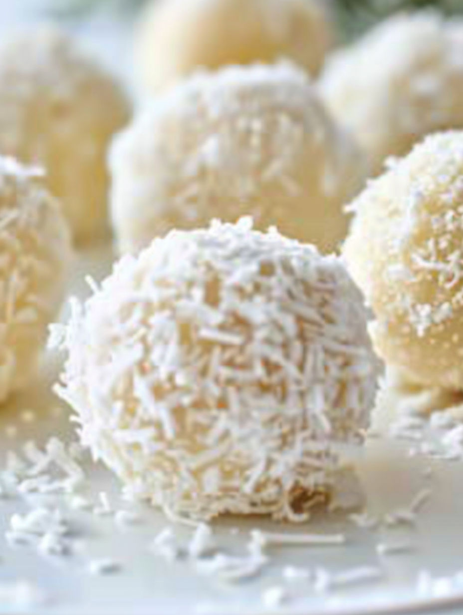 A pile of coconut truffles.