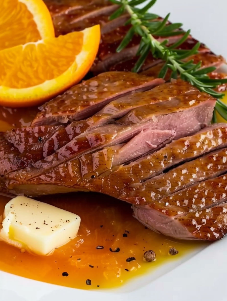 Sous Vide Duck Breast in Orange Sauce.