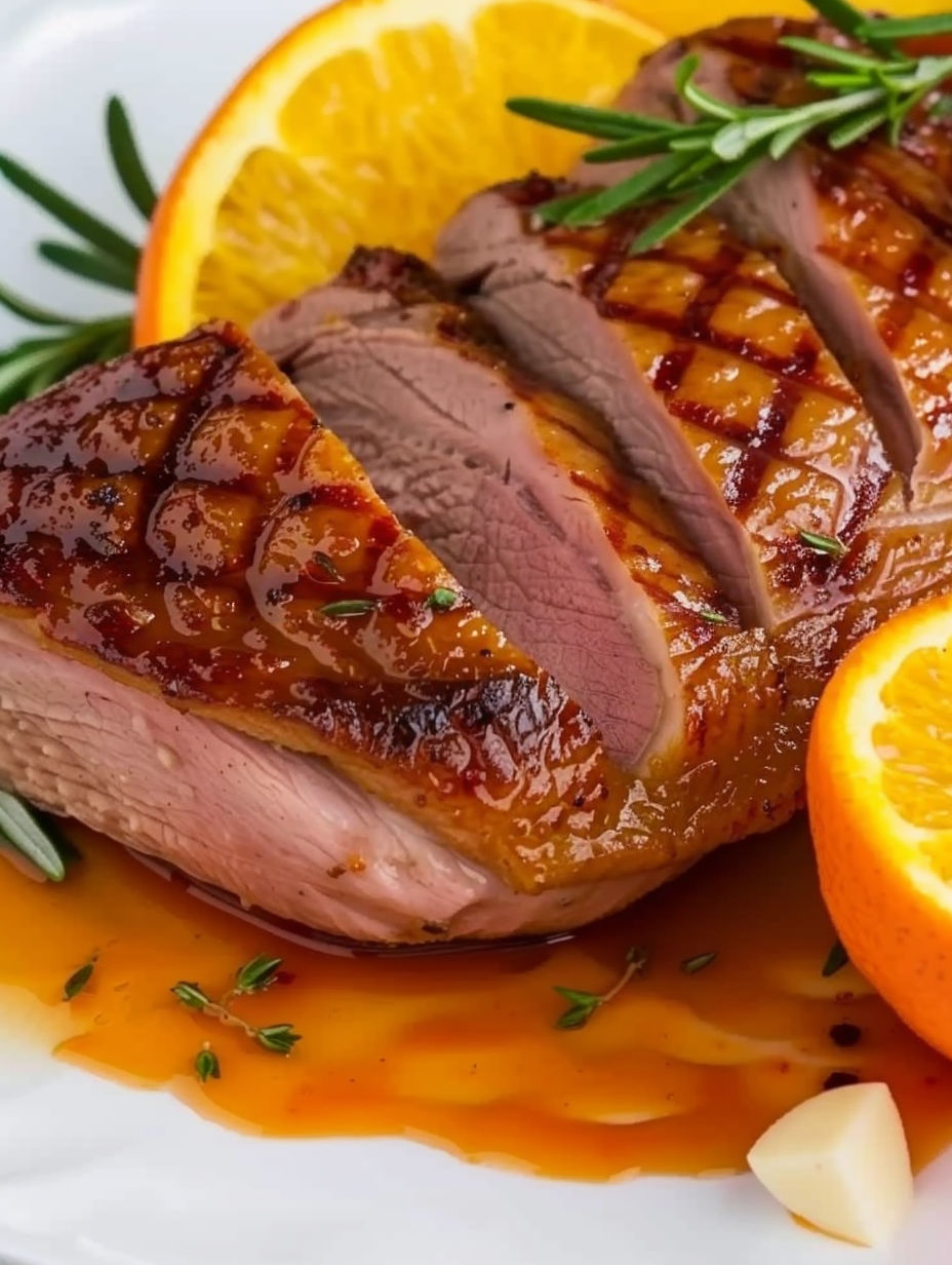 Sous Vide Duck Breast in Orange Sauce.