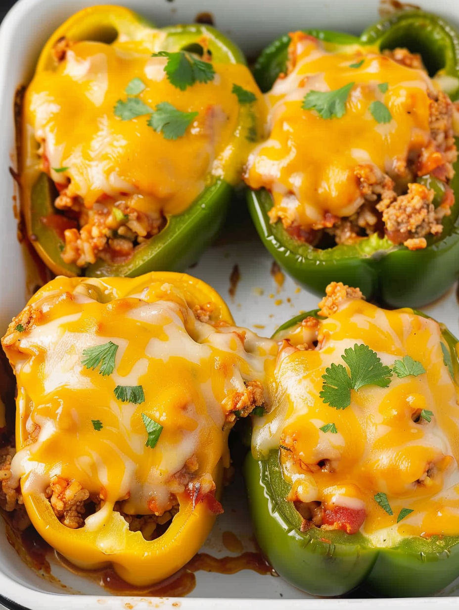 Chicken stuffed peppers on a plate.