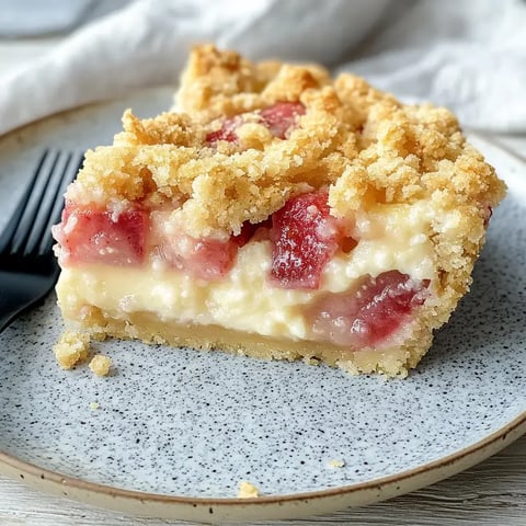 Ein Stück Erdbeerkuchen mit einer krümeligen Oberseite auf einem Teller.