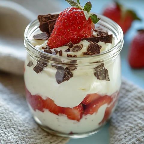 Quarkdessert mit Erdbeeren im Glas