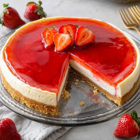 Erdbeer Cheesecake mit Keksboden