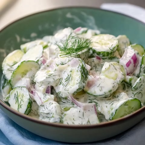 Einfacher Gurkensalat mit saurer Sahne – so lecker und erfrischend