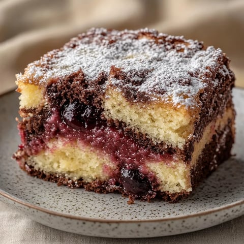 Marmorkuchen mit Kirschen vom Blech – saftig & einfach