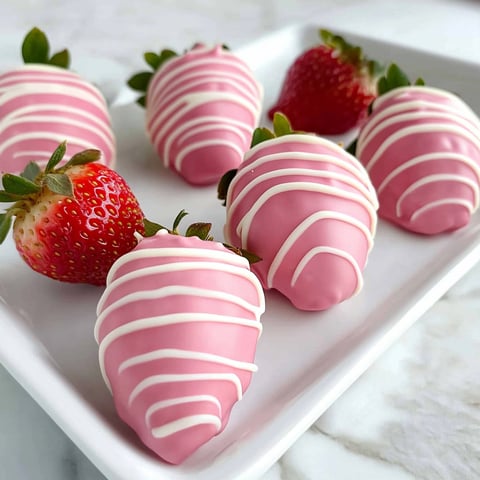 Erdbeeren in rosa Schokolade getaucht