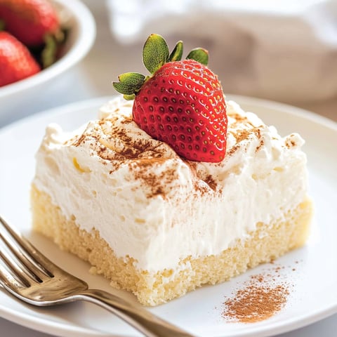 Ein Stück Kuchen mit einer Erdbeere oben drauf.