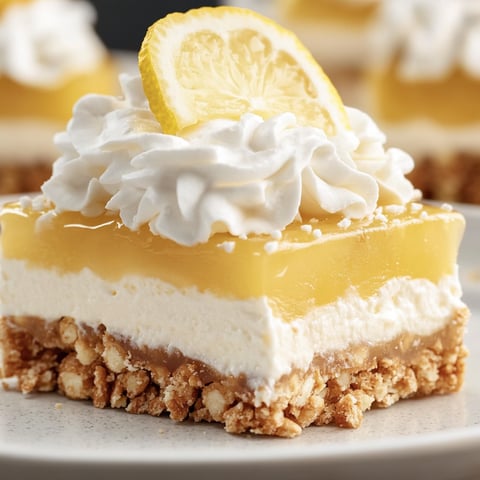Ein Stück Zitronen-Käsekuchen, gekrönt mit einer Zitronenscheibe.