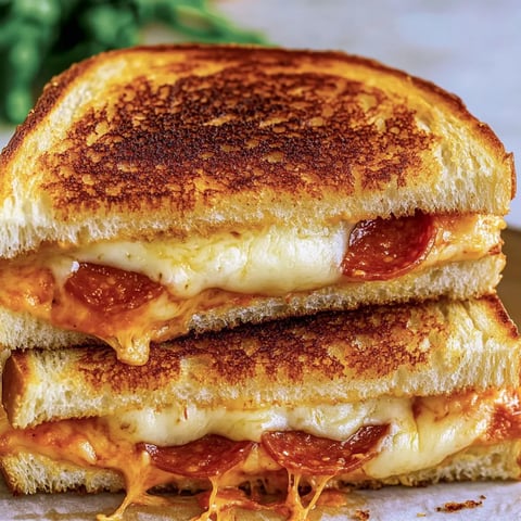 Ein Sandwich mit Peperoni und Käse.