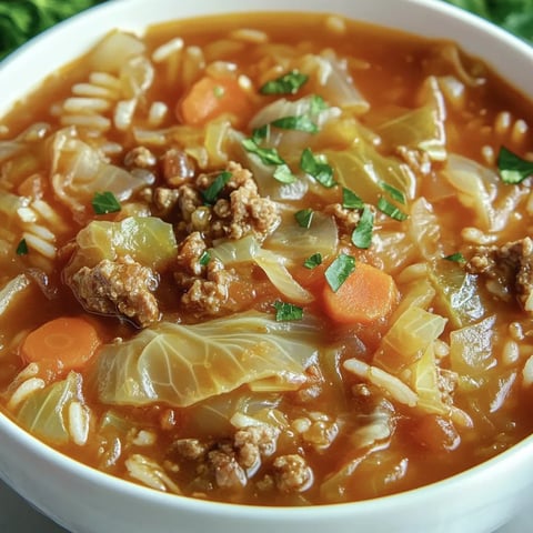 Eine Schale voll Suppe mit Fleisch und Gemüse.