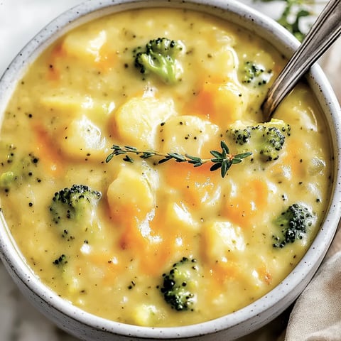 Eine Schale Suppe mit Brokkoli und Karotten.