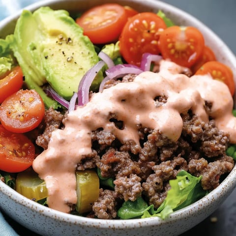 Eine Schale voll Salat, Fleisch und Gemüse.