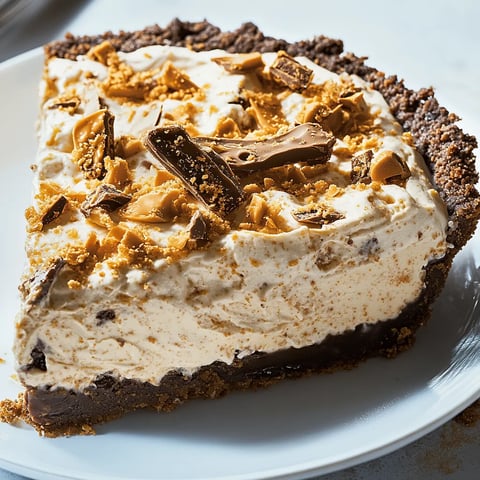 Ein Stück Kuchen mit Schokoladen- und Karamell-Topping.