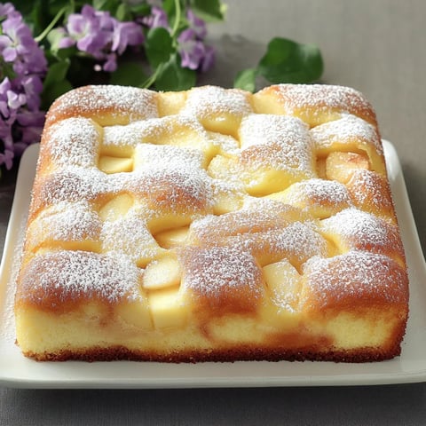 Auf einem weißen Teller liegt ein Kuchen mit Zuckerschicht.