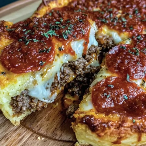 Hamburger-Wurst-Peperoni-Auflauf