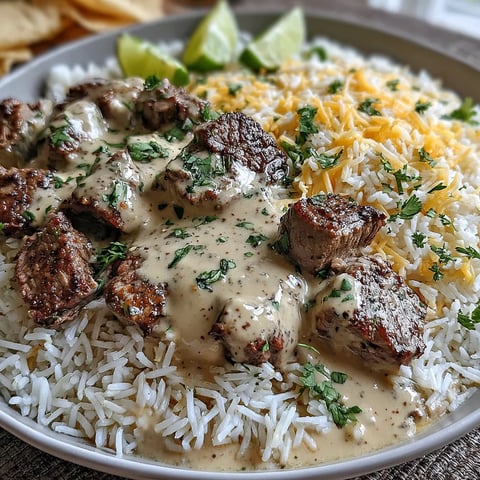 Steak und Queso Reis